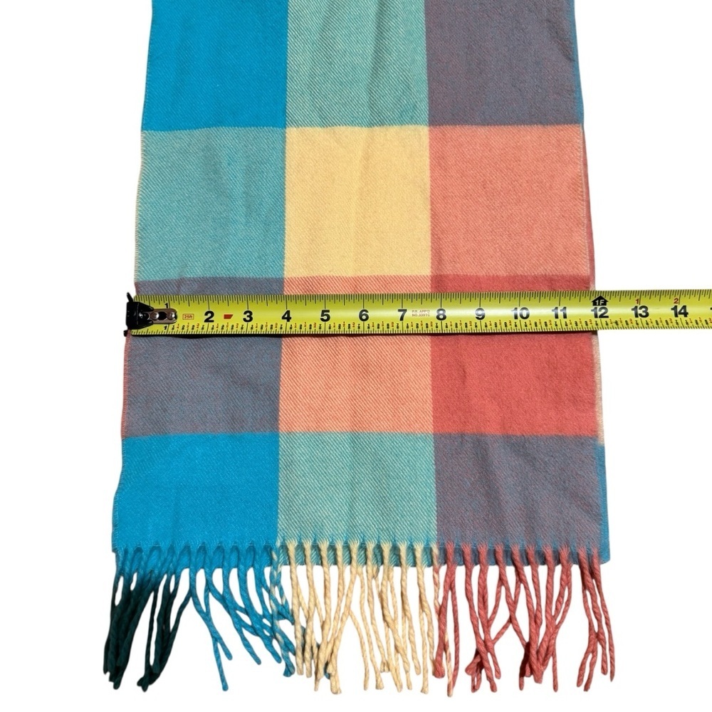 SCOTLAND Made 100% Cashmere Scarf Plaid Check Multicolored Winter Warm OS - Picture 3 of 4